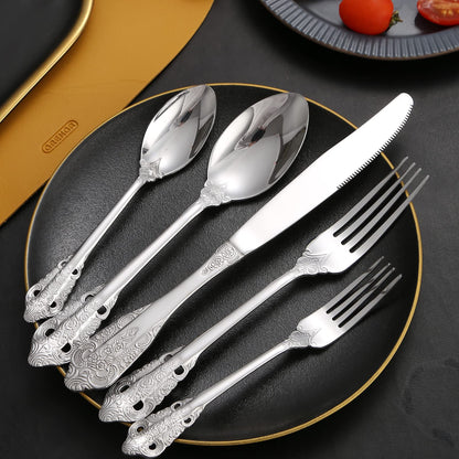 A · HOUSEWARE 160 Piece Silverware Set Stainless Steel Flatware Cutlery Set for 32, Kitchen Tableware Set for Home Restaurant, Mirror Finish, Dishwasher Safe