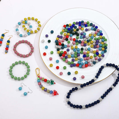 MINIMISSMIANYC 180PCS Rhinestone Beads Jewelry Making kit，10mm Crystal Color Round Sparkle Clay Beads Disco Ball Bulk Baseball Necklace Bracelets Earrings Keychain Bag Charm DIY Crafts