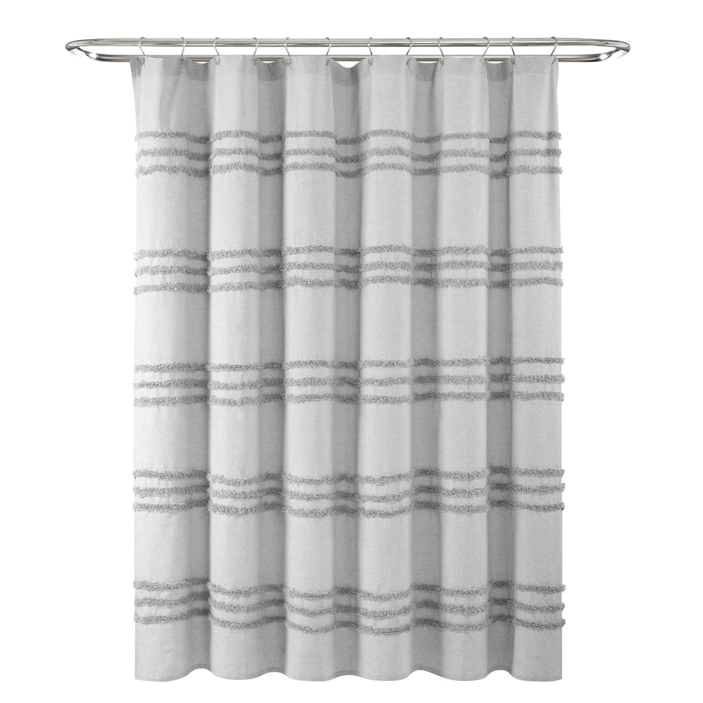Lush Decor Boho Kendra Tufted Yarn Dyed Cotton Blend Shower Curtain Single 72" W x 72" L White - White Shower Curtains for Bathroom - Bathroom Curtain