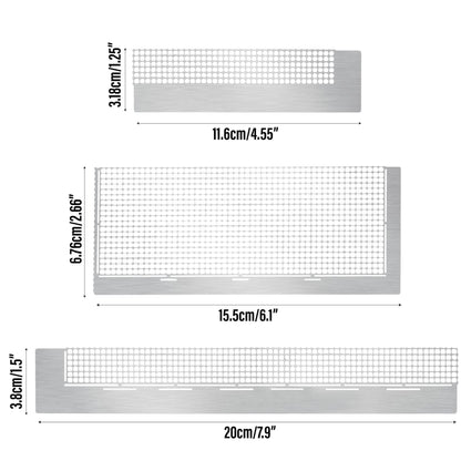 3Pcs Diamond Art Ruler Stainless Steel Pasted Drawing Ruler Set with Fix Tools – 5D Mesh Blank Grids 240/520/1020 for Full Drill or Partial Drills DIY Art Crafts Painting Kits Round Dot Alignment Tool