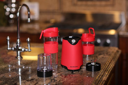 Personal 500-Watt Mini Blender and Smoothie Maker - Includes Grinder Cup, 2 Blender Bottles and Recipe Booklet, Red