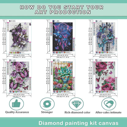 EWJRNSF 6 Pack 5D Diamond Painting Kits for AdultsBeginners, Diamond Arts Kits Diamond Art Sets,GemPainting Arts & Crafts Home Wall Decoration 11.8x15.7Inches Butterfly