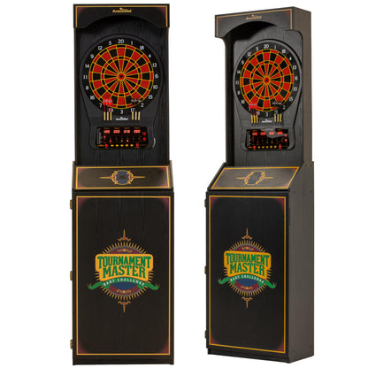 Arachnid Cricket Pro 650 Standing Electronic Dartboard with 24 Games, 132 Variations, and 6 Soft-Tip Darts Included, Brown,E650FS-BK3