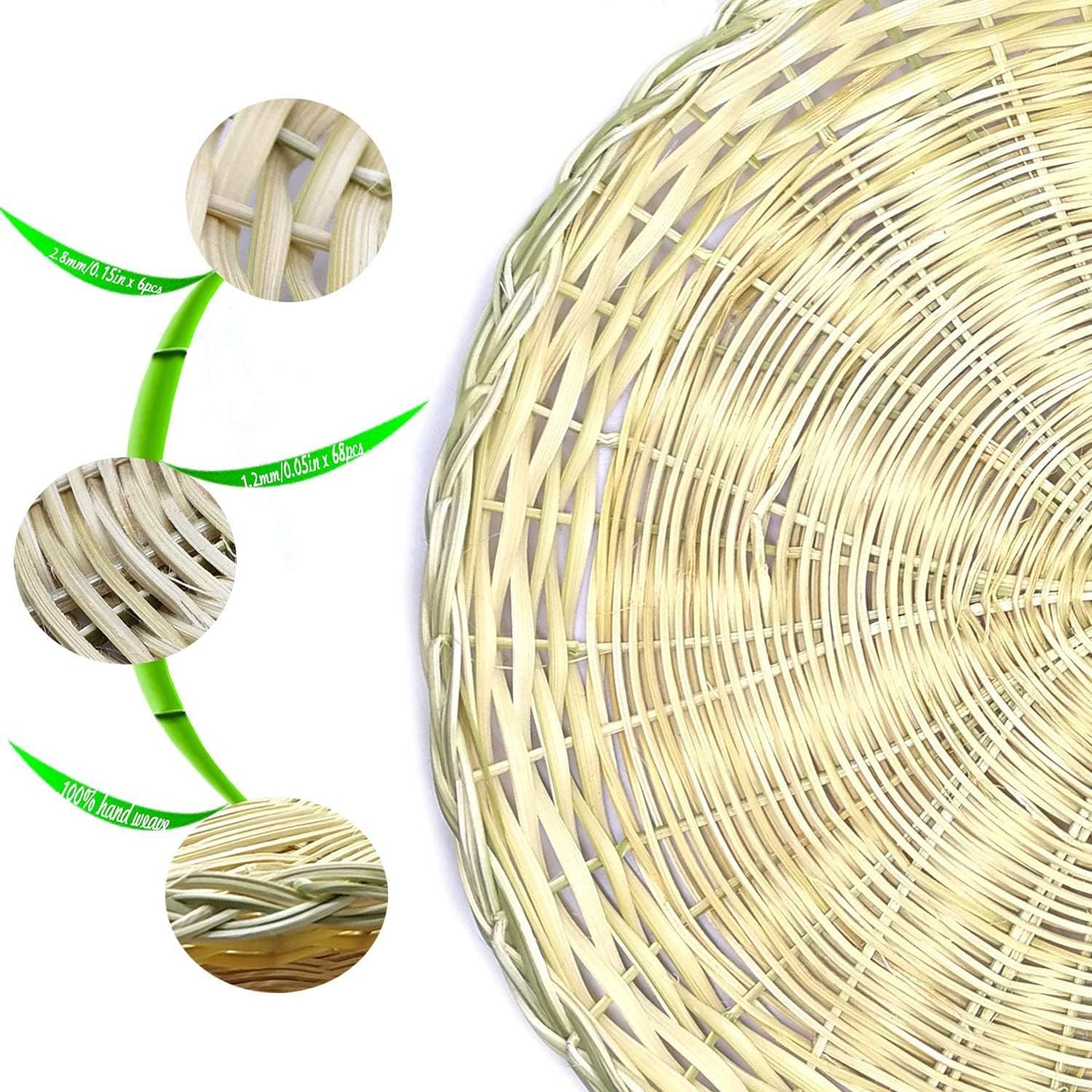 BB HOME, ZHONGER BHO Hand Weave Bamboo Paper Plate Holder, 10in Set of 4 for Picnic & Daily Dining