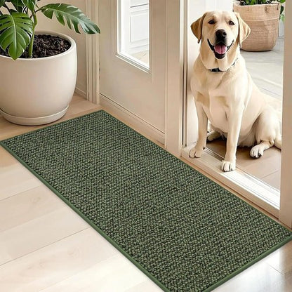 BEQHAUSE Dirt Trapper Door Mat - Non-Slip, Washable, Absorbent Entrance Mat | 20" x 48", Green