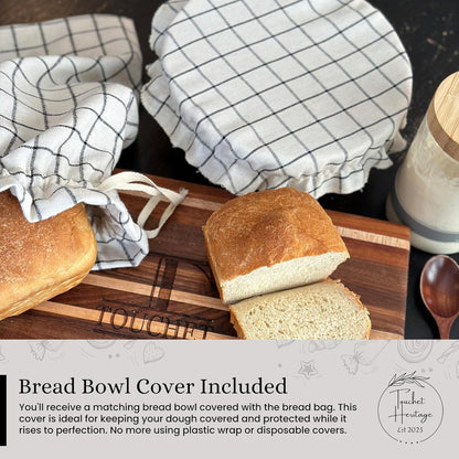 Set Reusable Linen Bread Bags with Bowl Cover - Homemade Bread Storage & Proofing Cover