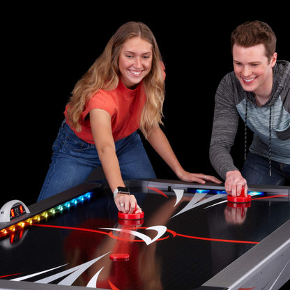 Fat Cat Volt 7 Foot LED Air Hockey Table for Adults with Dual Motor, Automatic Scoring, Music System, Hockey Table with Light Up Playfield