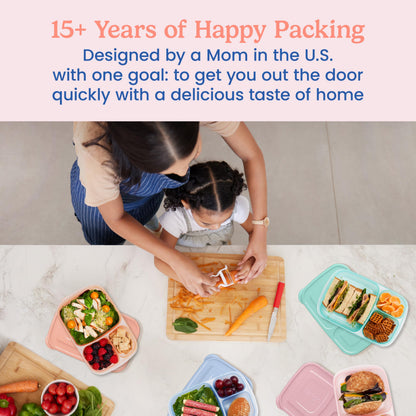 Bentgo Easyboxes - Original Stackable Lunch Boxes - Reusable 3-Compartment Food Containers for Kids and Adults - Bento Lunch Box for Meal Prep, School, & Work - BPA Free, (Pastels (4-Pack))