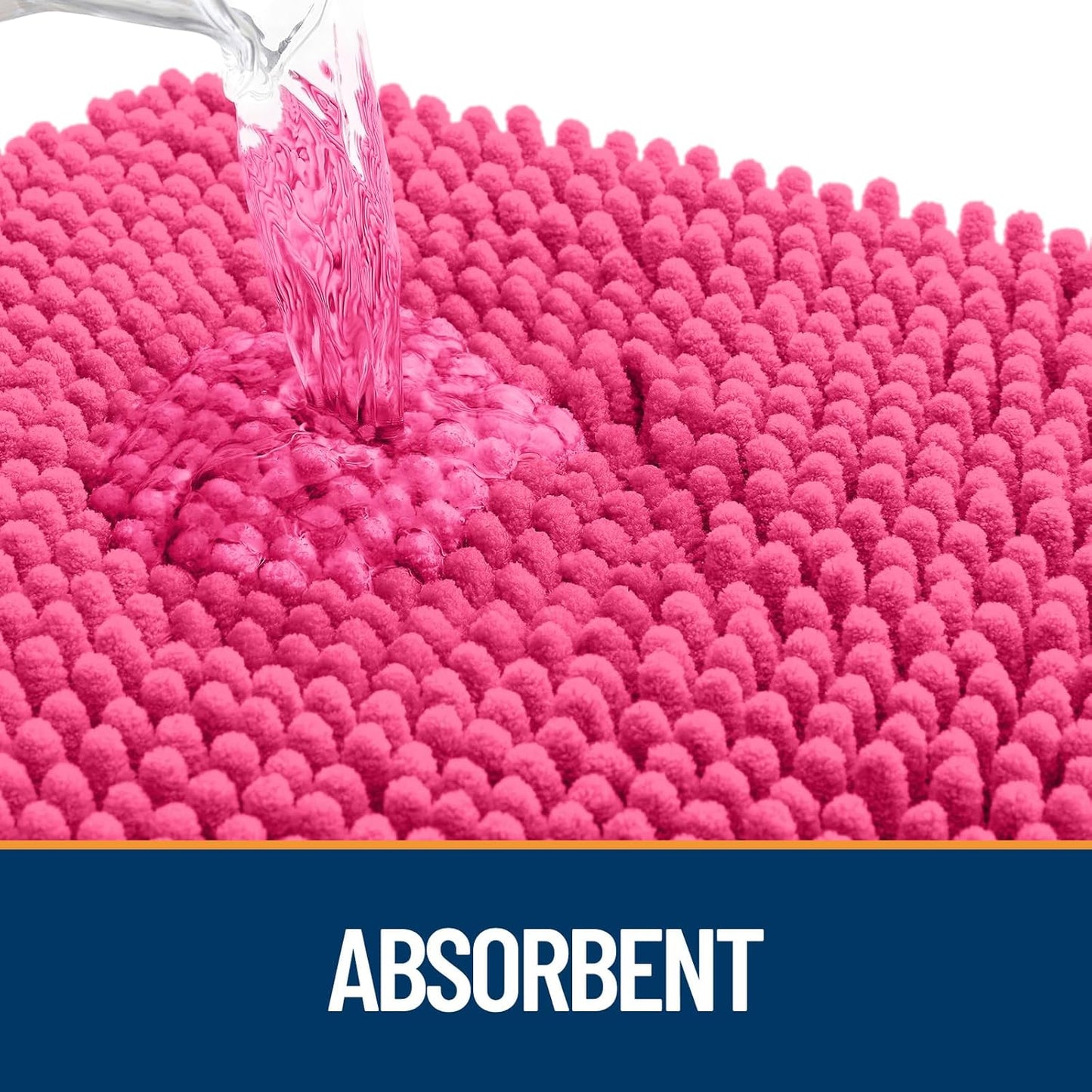 OLANLY Dog Door Mat - Absorbent Non-Slip Washable Chenille Mat for Muddy Paws | 34x21 Hot Pink