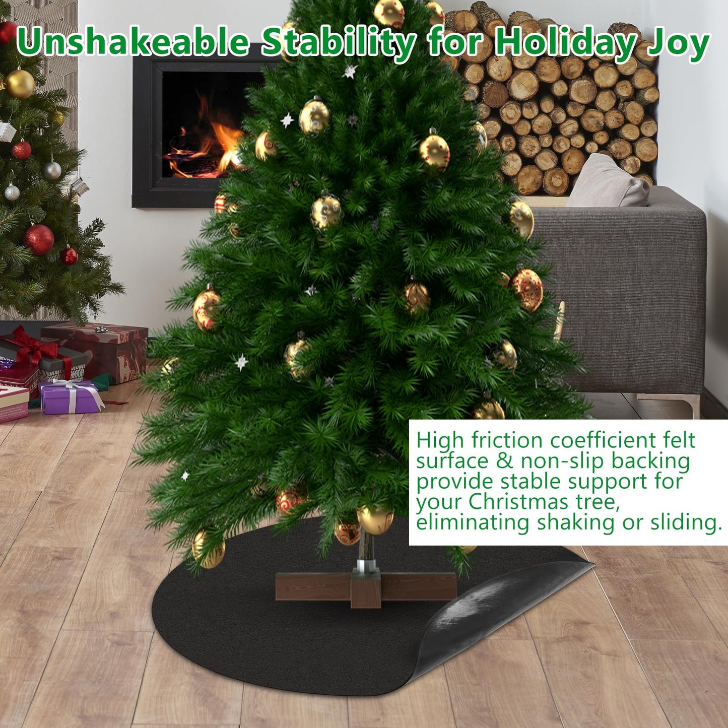 Sibosen 30" Christmas Tree Stand Mat Black Non-Slip Felt Christmas Tree Mat Tree Floor Protector from Spills Scratches Christmas Home Decor for Winter Xmas Holiday Under Tree to Protective Floor