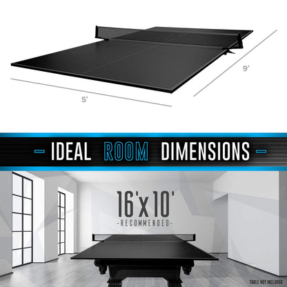 Franklin Sports Optima Indoor Table Tennis Conversion Top 95% Built Table Easy Install Pro Table Tennis Net Indoor Competition Table for All Level Table Tennis Players