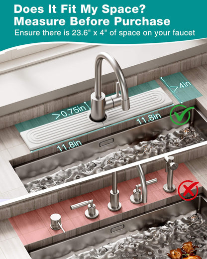 Stone Faucet Mat for Kitchen Sink, Diatomite Sink Protectors - Prevent Moisture Drying Stone Tray Fit Kitchen Counter & Bathroom Counter (White, 23.6" x 4")