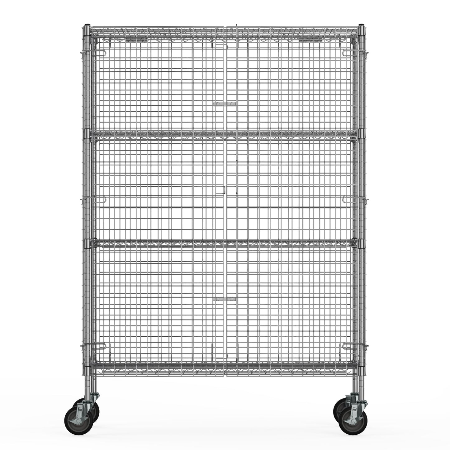 18" W x 60" L x 69" H Heavy Duty Utility Commercial Grade Metal Storage NSF Unit | Chrome Mobile Security Wire Cage Kit