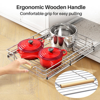 Pull out Cabinet Organizer, 15"W X 21"D, Heavy Duty Smooth Sliding Under Cabinet Shelves for Pots and Pans, Full-Extension Roll out Drawers, Slide out Organization for Home Kitchen Pantry
