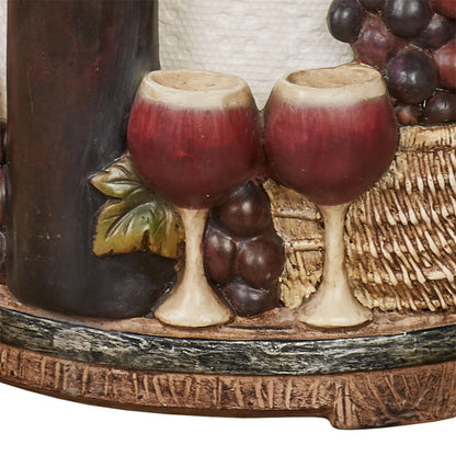 Touch of Class Wine Picnic Paper Towel Holder - Resin - Purple, Green, Brown - Tuscan Style Decor - Grape Design - Themed Paper Towels Holders for Kitchen - Painted by Hand
