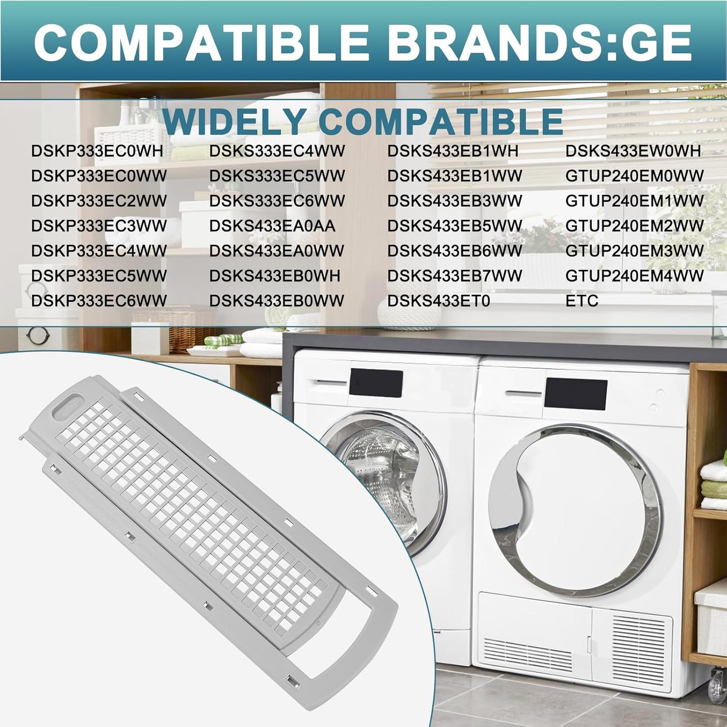 WE22X35337 Washer Dryer Lint Screen Filter by Cenipar, Compatible Replacement for G-E Washer Dryer Models