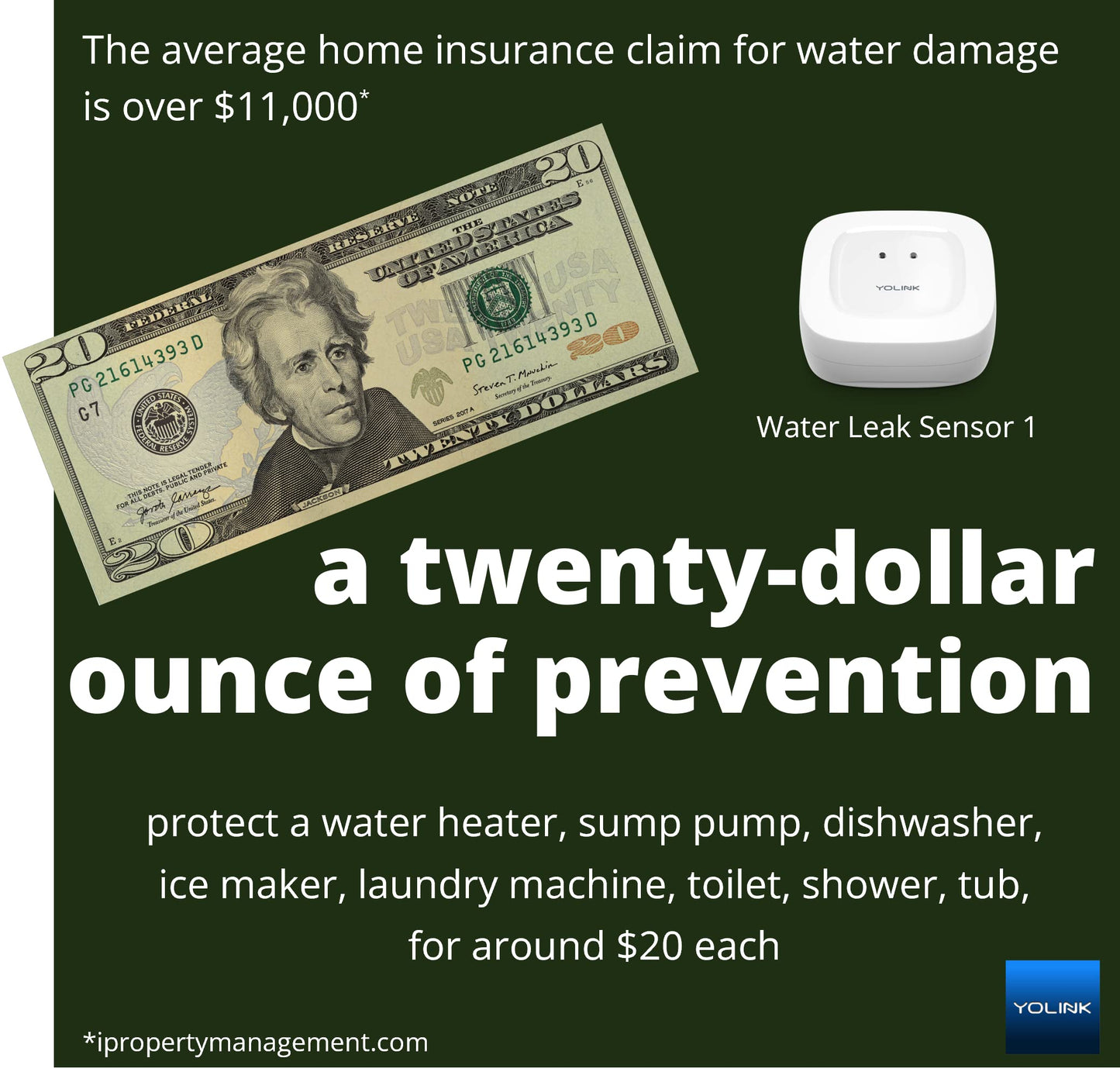 YoLink Water Leak Detection Starter Kit, w/SpeakerHub Audio/Talking Hub & Water Leak Sensors, LoRa Up to 1/4 Mile Open-Air Range, SMS/Text, Email & Push Notifications, w/Alexa, IFTTT, Home Assistant