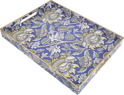 12"*16"*1.6", Rectangle Plastic Serving Tray with Handles, Elegant Decorative Tray for Coffee Table, Ottoman, Living