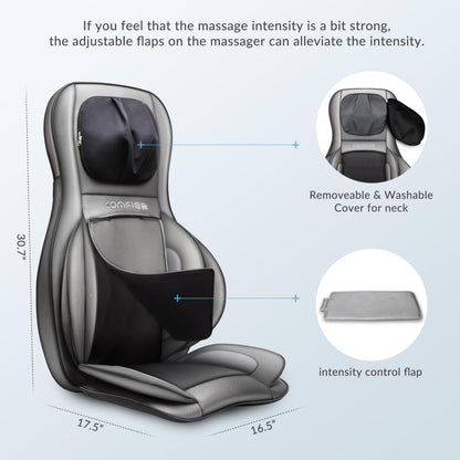 COMFIER Shiatsu Neck Back Massager with Heat, 2D ro 3D Kneading Massage Chair Pad, Adjustable Neck Massage,Seat Massager for Full Body Relaxation, Christmas Gifts for Dad Mom Women Men,Dark Gray