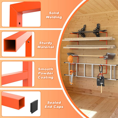 Ultrawall Lumber Storage Rack - Heavy-Duty Wall-Mounted Wood Organizer | Holds 220 LBS Per Level (Pack of 4, Orange)