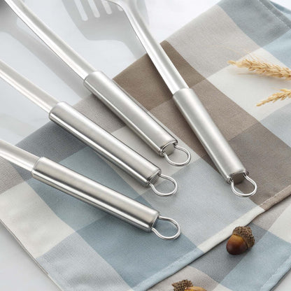 Pleafind 4-Pcs Cooking Utensils Set, Stainless Steel Kitchen Utensils for Wok, Dishwasher Safe
