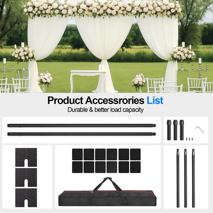 GLOSHOOTING Heavy Duty Backdrop Stand 10x20ft, Pipe and Drape Backdrop Stand Kit, Adjustable Metal Frame, Background Stand Backdrop for Wedding Birthday Party Decorations-Black