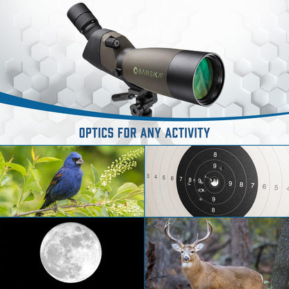 Barska Blackhawk Waterproof 20-60x80 Angled Green Spotting Scope with Tripod for Birding Hunting Shooting Travel Sport Events