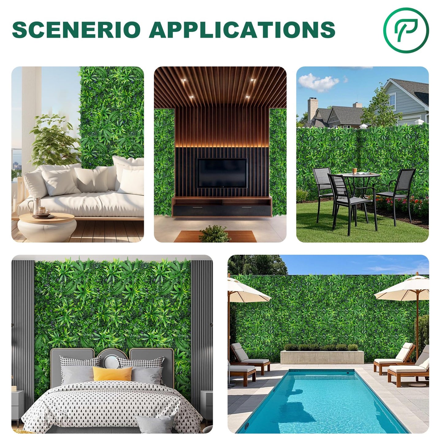 Yangrass Greenery Grass Wall Panels, 40"x120" (33.33 sqft) Artificial Outdoor Ivy Privacy Fence Screen, UV-Anti Faux Boxwood Roll Grass Wall Panels for Garden Patio Balcony Decor