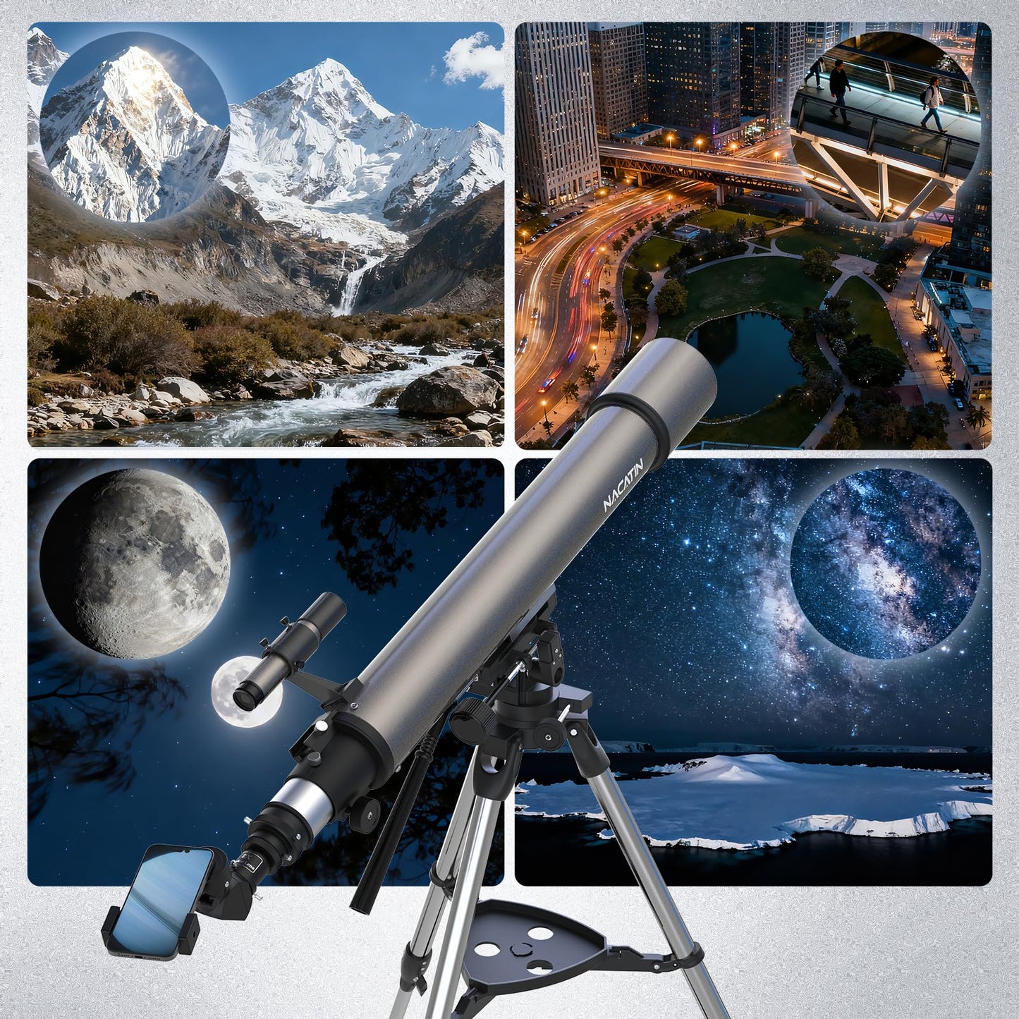 NACATIN Astronomy Telescope for Adults & Professionals, 102mm Aperture 900mm with Dual Slow-Motion Rods - for Ultra-Smooth & Precise Tracking, Telescope for Adults high Powered for Moon & Planets