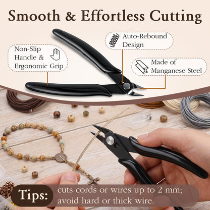 Dunkive Rosary Cord Knotting Tool with Flush Cutter for Crafting, #7#9 and #36 Dual Head Twine Knotting Tool, Side Wire Cutters, Jewelry Making Set, Rosary Making Supplies for Jewelry, Bracelet