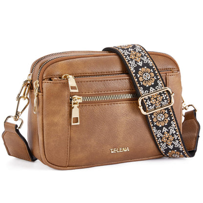 Telena Small Crossbody Bags For Women Vegan Leather Crossbody Purse With Adjustable Wide Strap For Daily Life