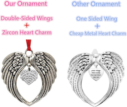 JUPPE Sympathy Gifts, Memorial Gifts for Loss of Loved One, Angel Wings Christmas Tree Ornament, Half of My Heart is in
