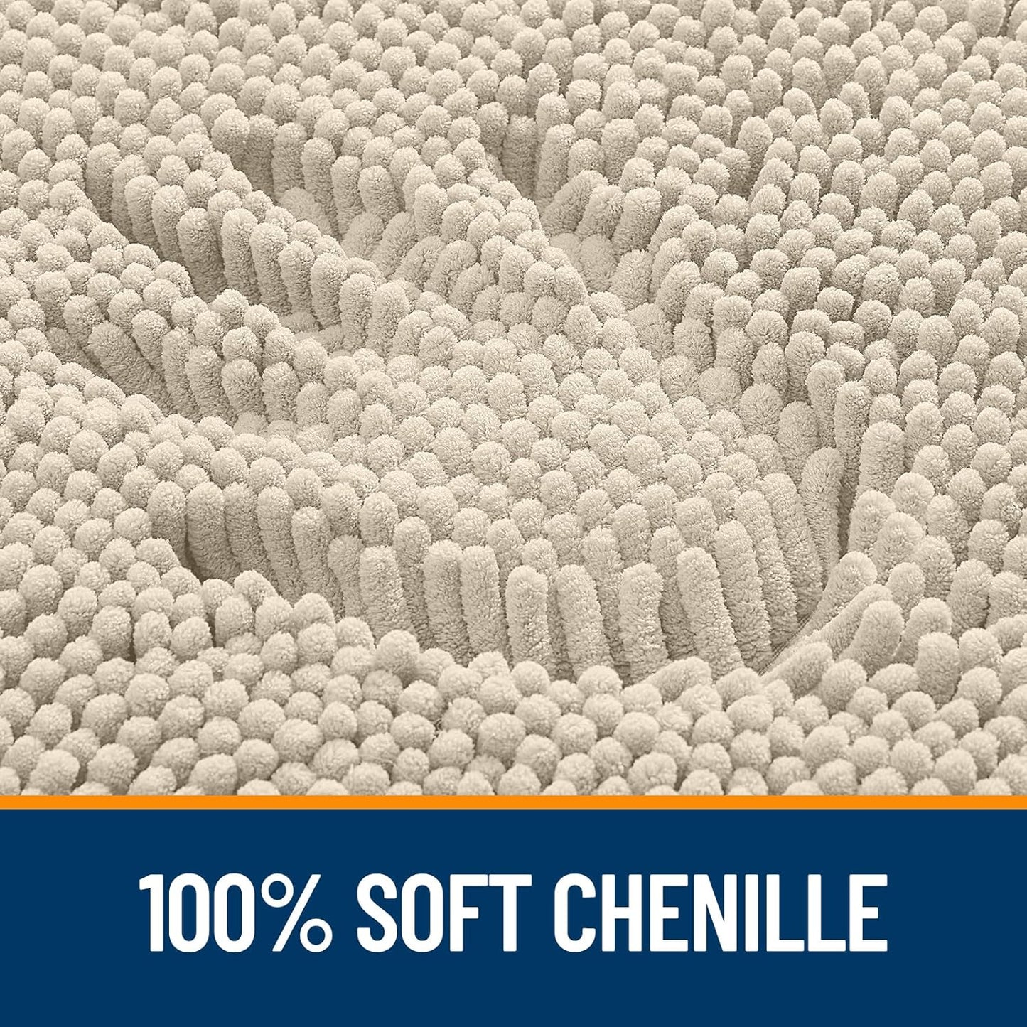 OLANLY Bathroom Runner Rugs - Extra Soft Chenille Bath Mats | Quick-Dry, Machine Washable, 44x24, Sand