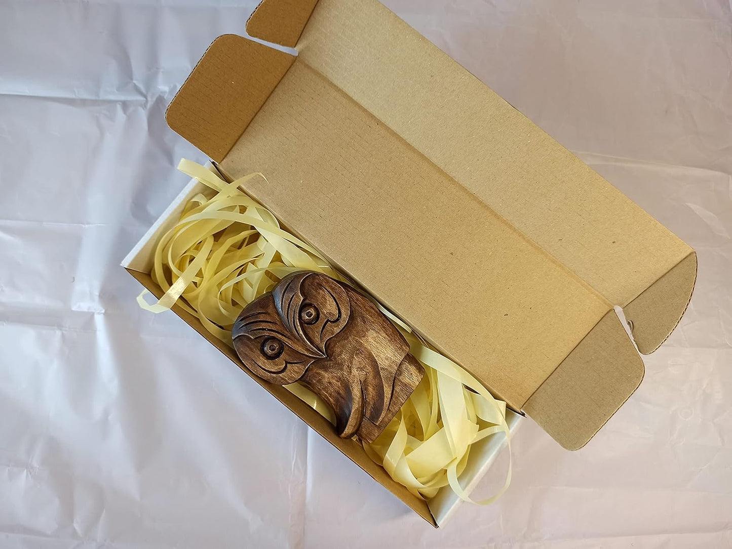 mik-Dyzayn 5 Inch Owl Figurine | Abstract Wood Carving Owl Gifts | Modernist Sculpture, Brown