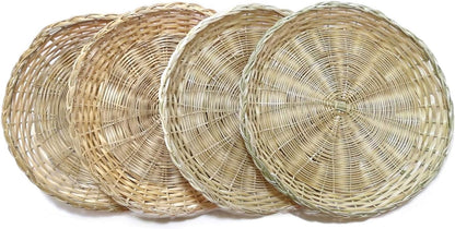 BB HOME, ZHONGER BHO Hand Weave Bamboo Paper Plate Holder, 10in Set of 4 for Picnic & Daily Dining