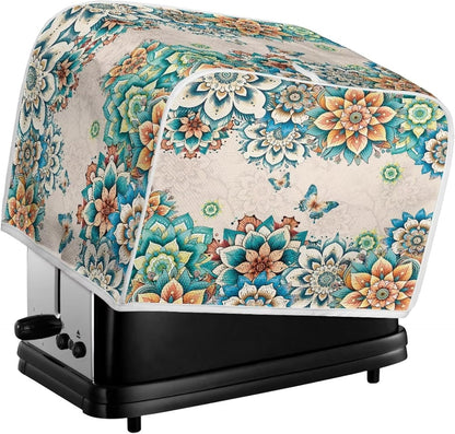 Quilted Boho Toaster Oven Covers, 4 Slice Kitchen Small Appliance Covers, Universal Size Dustproof Cover for Women Gift