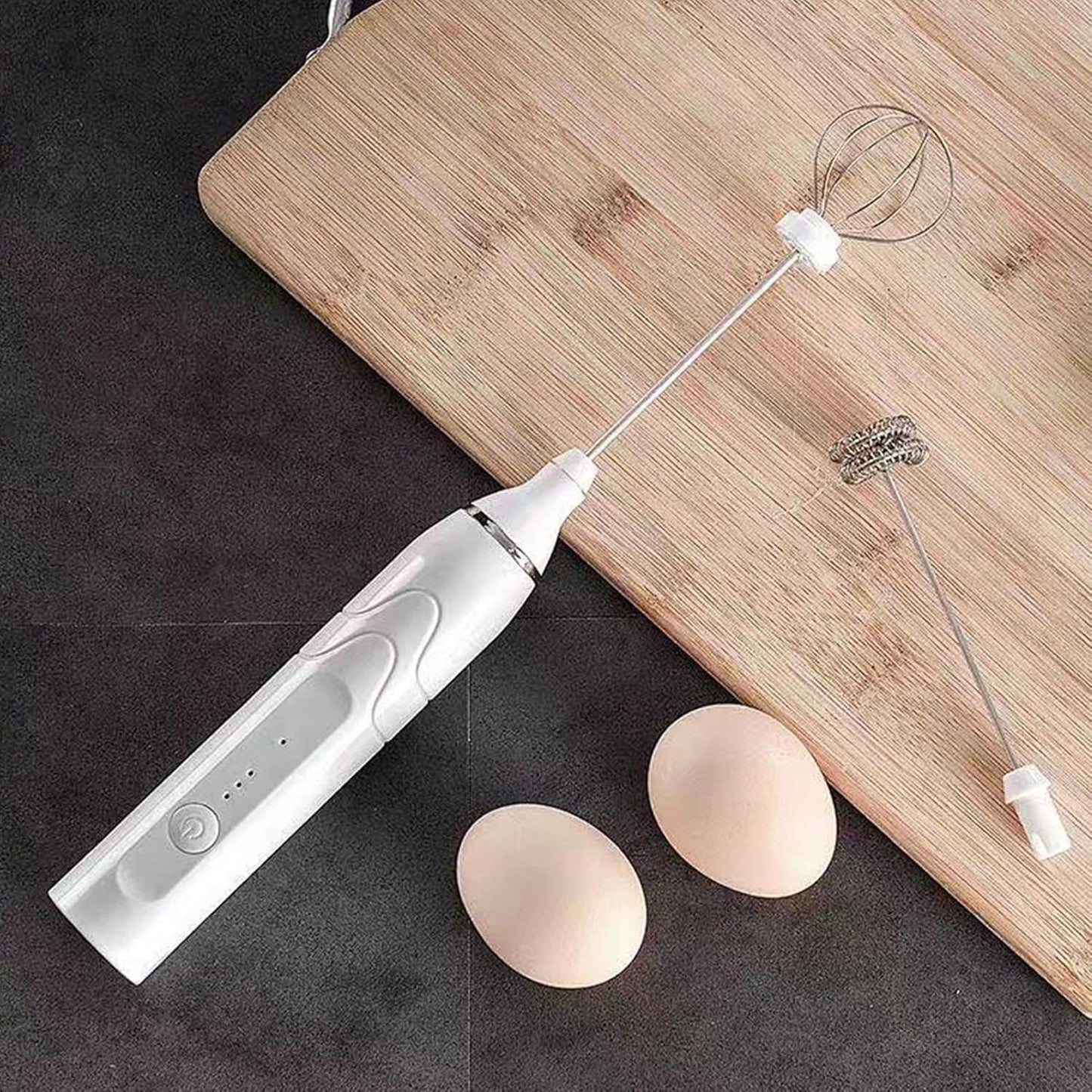 Coffee Whisk Foam Mixer with Stainless Steel Stand, Handheld Electric Milk Frother for Latte and Hot Chocolate