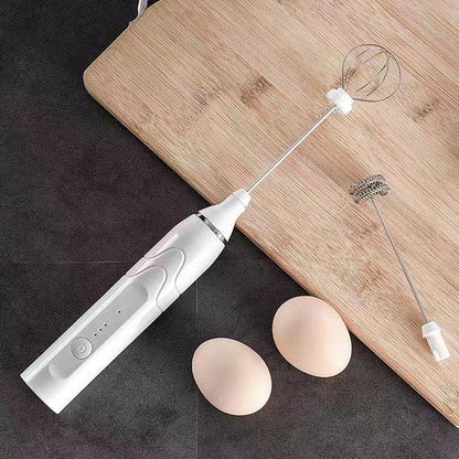 Coffee Whisk Foam Mixer with Stainless Steel Stand, Handheld Electric Milk Frother for Latte and Hot Chocolate