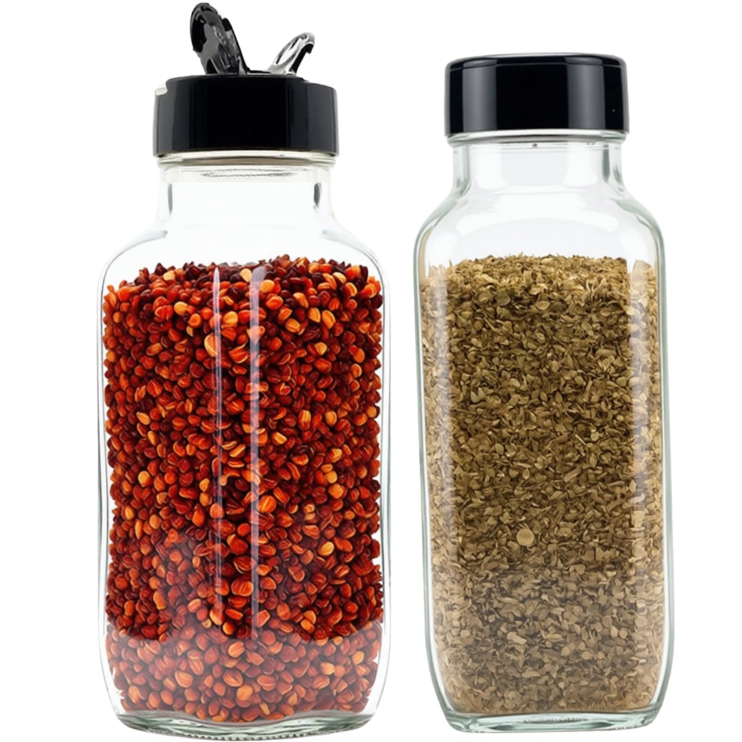 JARMING COLLECTIONS 16oz Glass French Square Spice Shakers with Lids – Large Seasoning Containers for Kitchen, Pantry, Herbs & Spices - Enhance Your Spice Storage – Made in USA