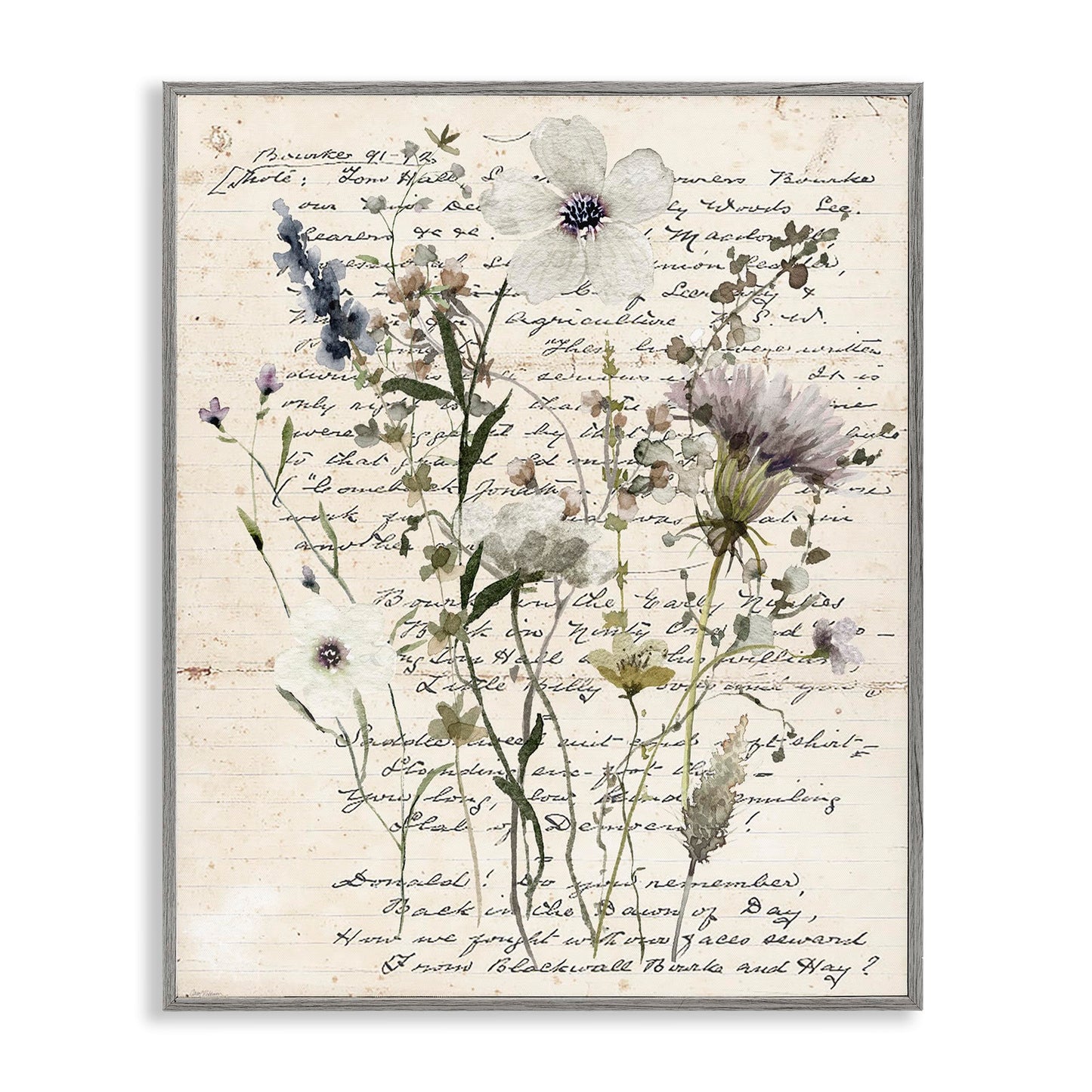 Stupell Industries Pressed Flowers on Page Gray Framed Giclee Wall Art Design by Carol Robinson, 11 x 14