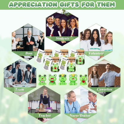 Fumete 35 Set Employee Appreciation Gifts Bulk for Coworkers Staff - Thank You Desk Pet Animal Pun Note Card Teacher Appreciation Gifts for Volunteer Nurses Team Graduation Party Favors (Frog)