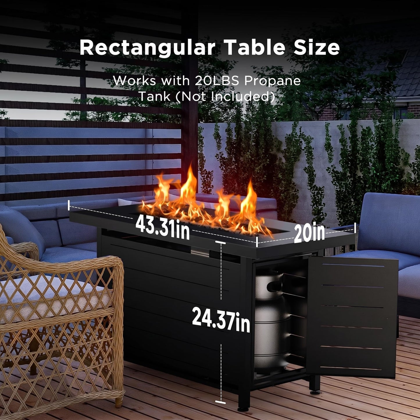 Ciays 42-Inch Propane Fire Pit – 60,000 BTU Steel Gas Fire Pit Table for Outside, Steel Lid & Lava Rock, 2 in 1 Fire Table, Adds Warmth to Gatherings & Parties on Patio, Deck, Garden & Backyard, Black