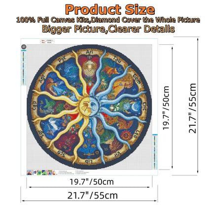 WEIYP 5D Diamond Painting Kits for Adults Full Drill The Twelve Constellations Embroidery Rhinestone Painting(22x22in)