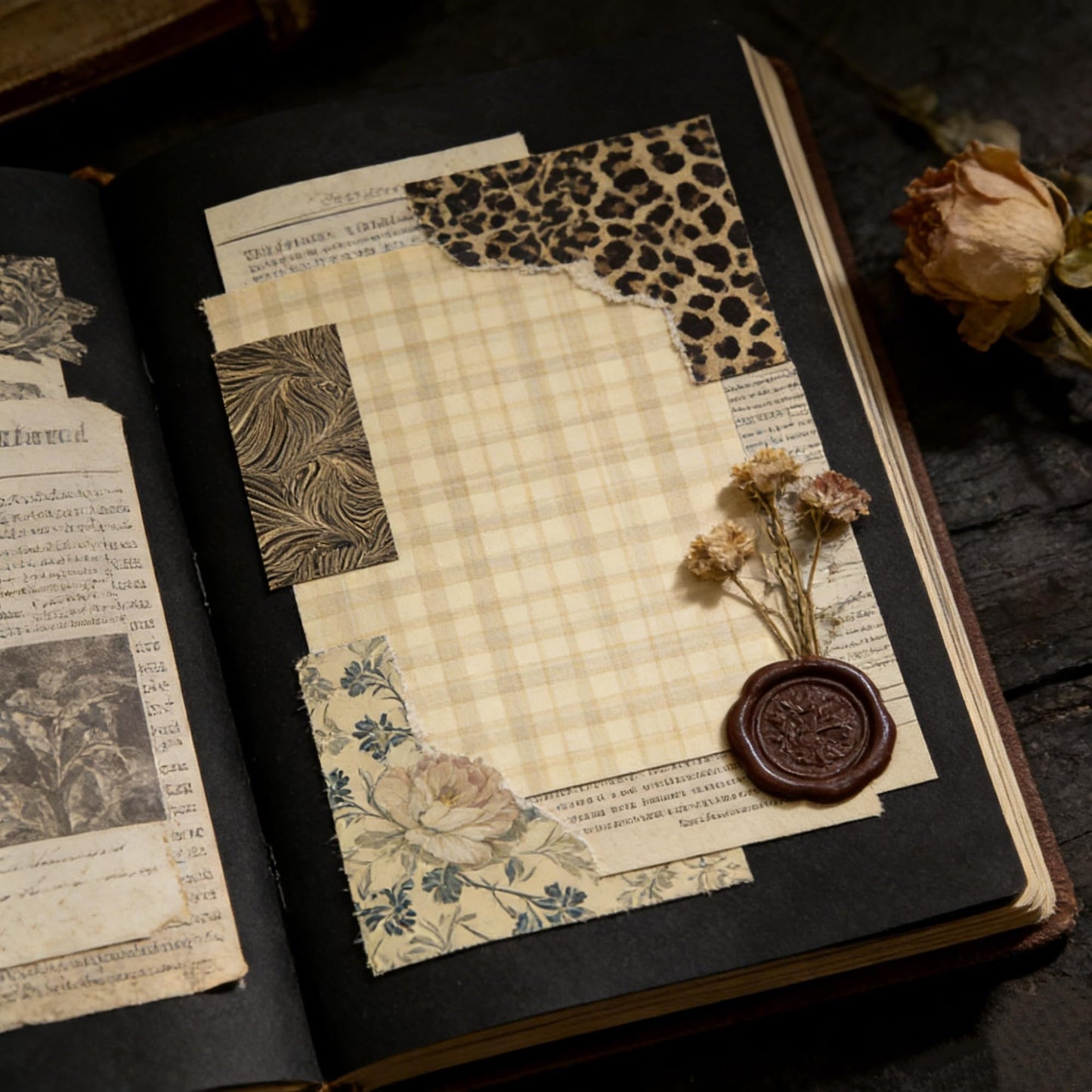 Weeck 360Pcs Flower Vintage Scrapbook Paper Set, Antique Single Side Printed Journaling Scrapbooking Supplies Craft Decoupage Papers Kit for DIY Card Making, Photo Album, Junk Journals Collage