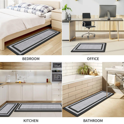Mattitude Kitchen Mats Set of 2 Cushioned Rugs Anti-Fatigue Mats for Kitchen Floor,Waterproof Non-Slip Mats and Rugs Set for Office,Floor,Laundry 17.3"×29"+17.3"×59",Black