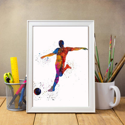Male Soccer Player Abstract Sport Wall Art Print 11x14 for Teen Boy Bedroom Decor