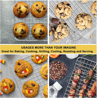 P&P CHEF Stainless Steel Cooling Baking Rack Set of 2 - Heavy Duty, Oven & Dishwasher Safe, 8.75 Inch