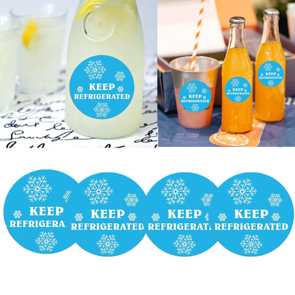 wootile Keep Refrigerated Stickers Waterproof 1.5 Inch Fluorescent Round Dots Blue Keep REFRIGERATED Food Packaging Warning Labels for Pharmacy, Drug Stores,Warning Labels,Health clinics,Drink 500Pcs