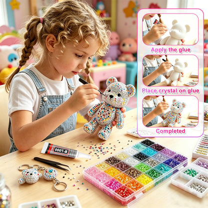 Bedazzler Kit with Rhinestones - 46000Pcs Resin Jelly Rhinestones 3mm Flatback Gems with 3Pcs B7000 Jewelry Glue, Tweezers & Pickup Pen for Nail Art, Diamond Art, DIY Crafts, Clothes, Shoes & Makeup