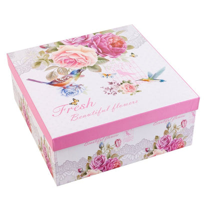London Boutique Tea Coffee Cup Mug Set 4 Porcelain Bird Rose Butterfly Shabby Chic design in Gift Box 330ML 11oz